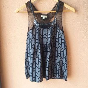 Silence + Noise UO Chevron Silk Mesh Beaded Tank